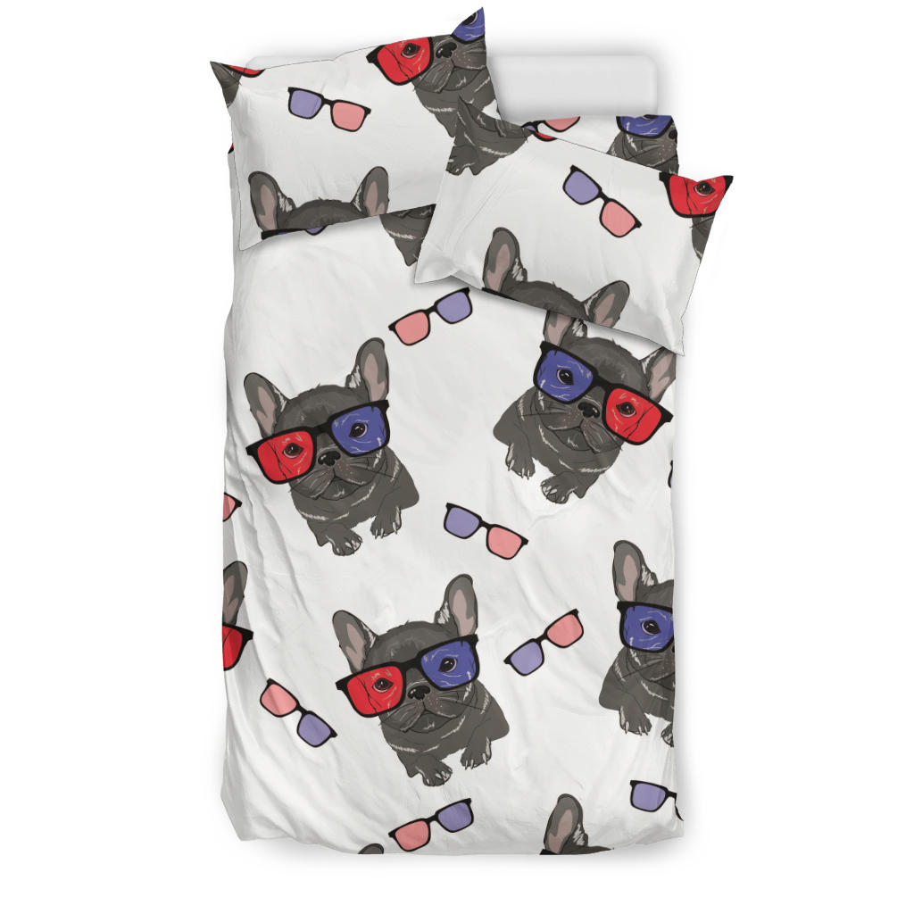 French Bulldog Sunglass Pattern Bedding Set