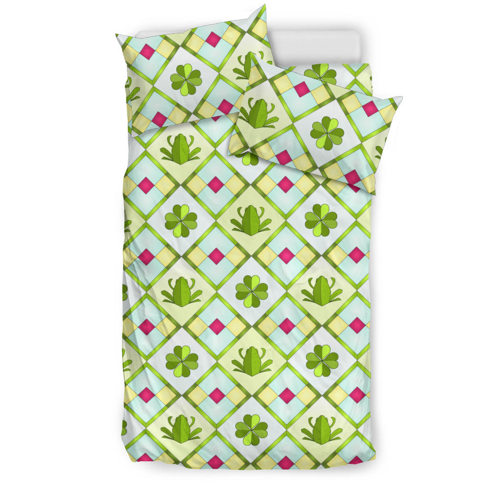 Frog Clover leaves Pattern Bedding Set