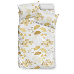 Gold Fan Japanese Pattern Bedding Set