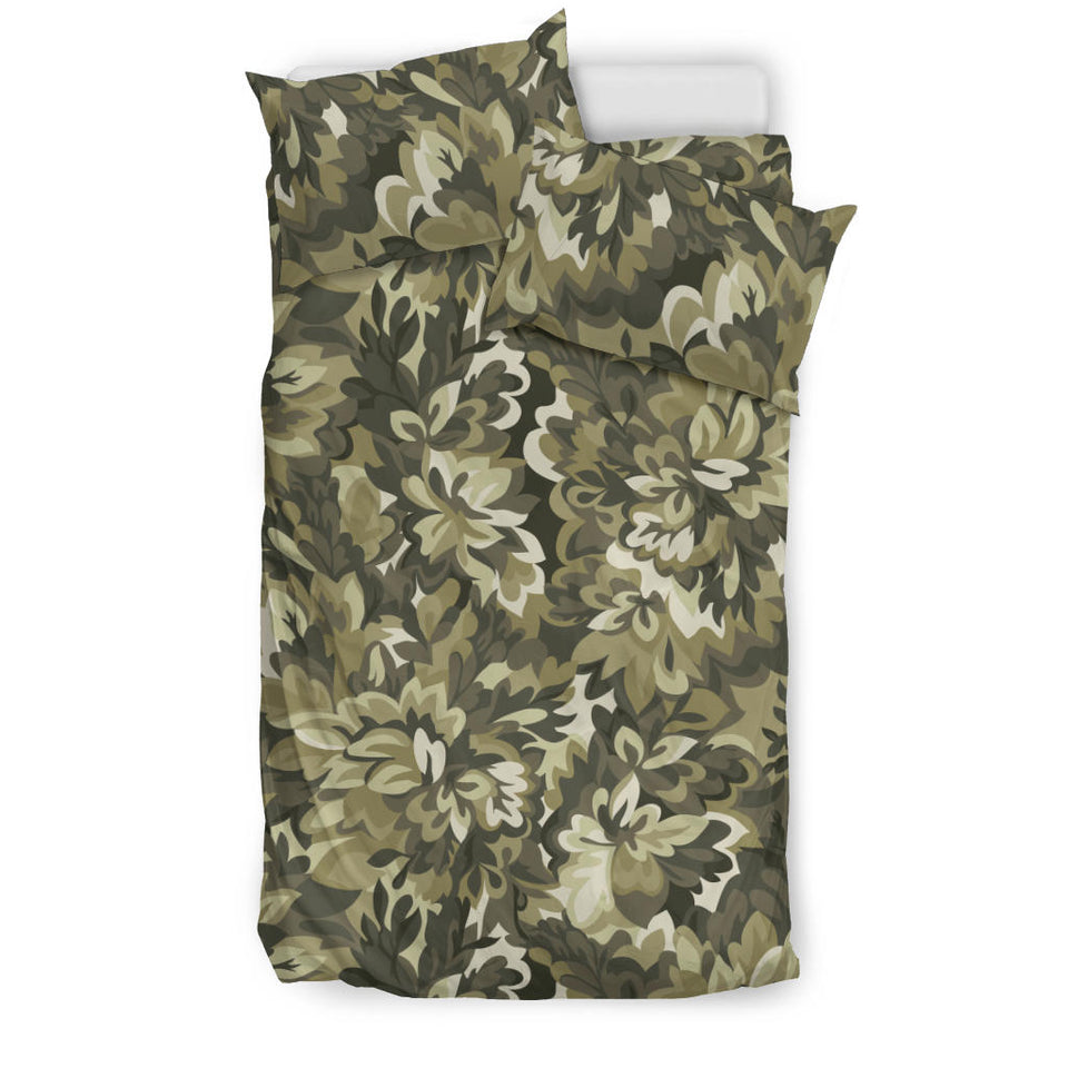 Green Camo Camouflage Flower Pattern Bedding Set