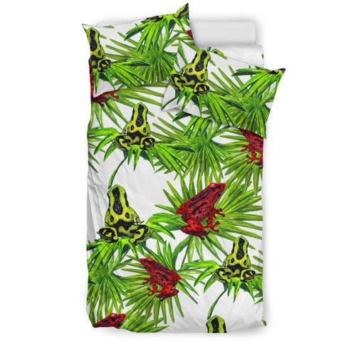 Green Red Frog Pattern Bedding Set