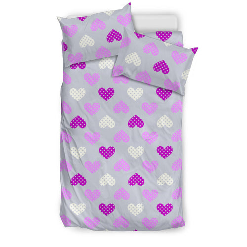 Heart Purple Pokka Dot Pattern Bedding Set