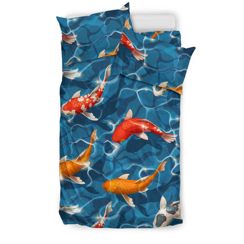 Koi Fish Carp Fish in Water Pattern Bedding Set