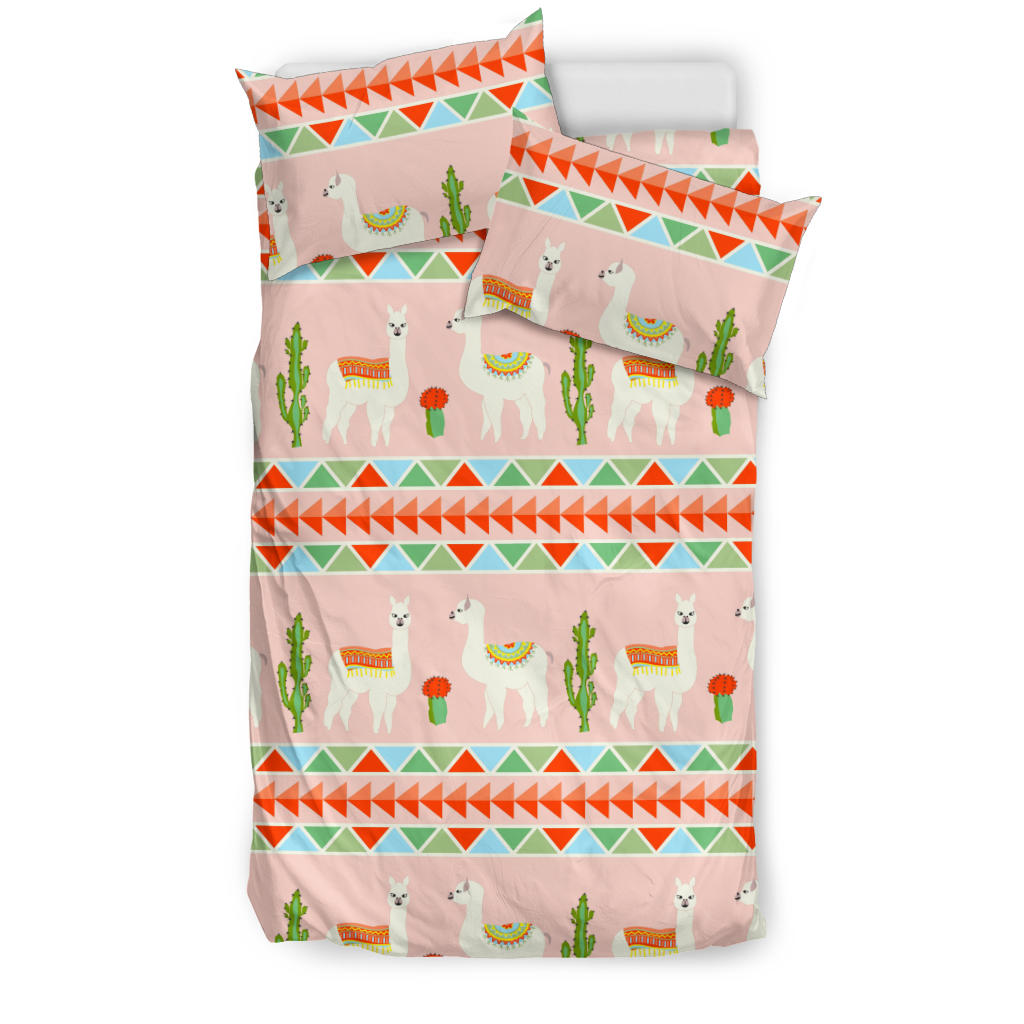 Llama Cactus Pattern background Bedding Set