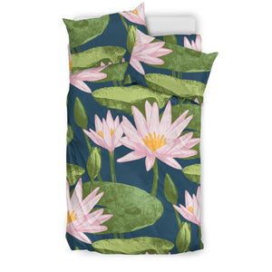 Lotus Waterlily Pattern background Bedding Set