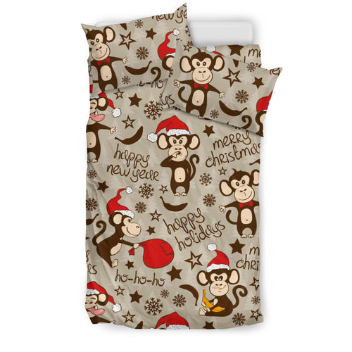 Monkey Christmas Pattern Bedding Set