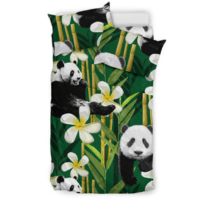 Panda Bamboo Flower Pattern  Bedding Set