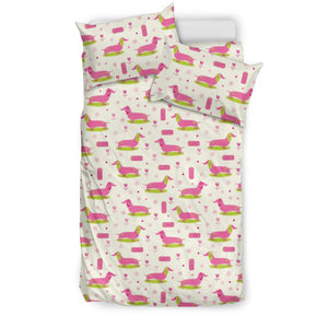 Pink Dachshund Pattern Bedding Set