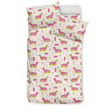 Pink Dachshund Pattern Bedding Set