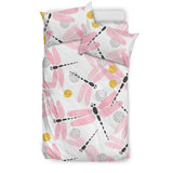 Pink Dragonfly Pattern Bedding Set