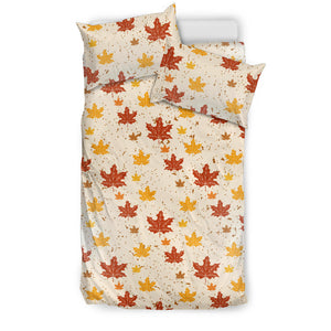 Red and Orange Maple Leaves Pattern Bedding Set