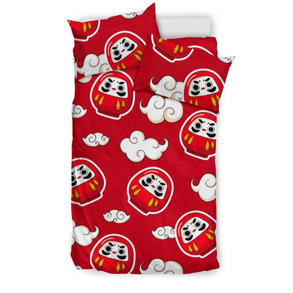 Red Daruma Cloud Pattern Bedding Set