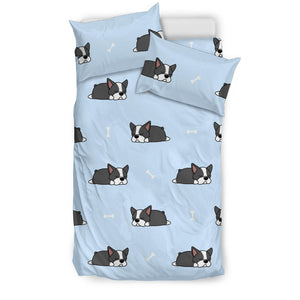 Sleep Boston Terrier Bone Pattern Bedding Set