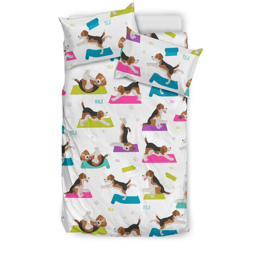 Beagle Yoga Pattern Bedding Set