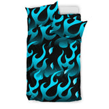 Blue Flame Fire Pattern Background Bedding Set