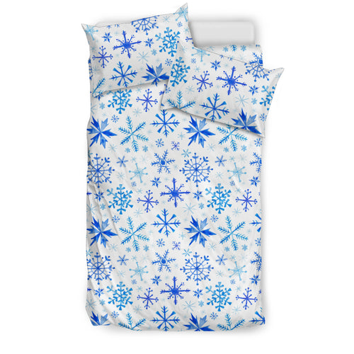 Blue Snowflake Pattern Bedding Set