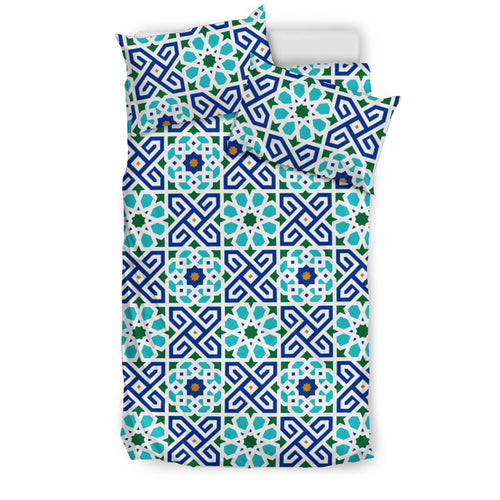 Blue Theme Arabic Morocco Pattern Bedding Set