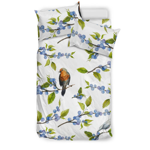 Blueberry Bird Pattern Bedding Set