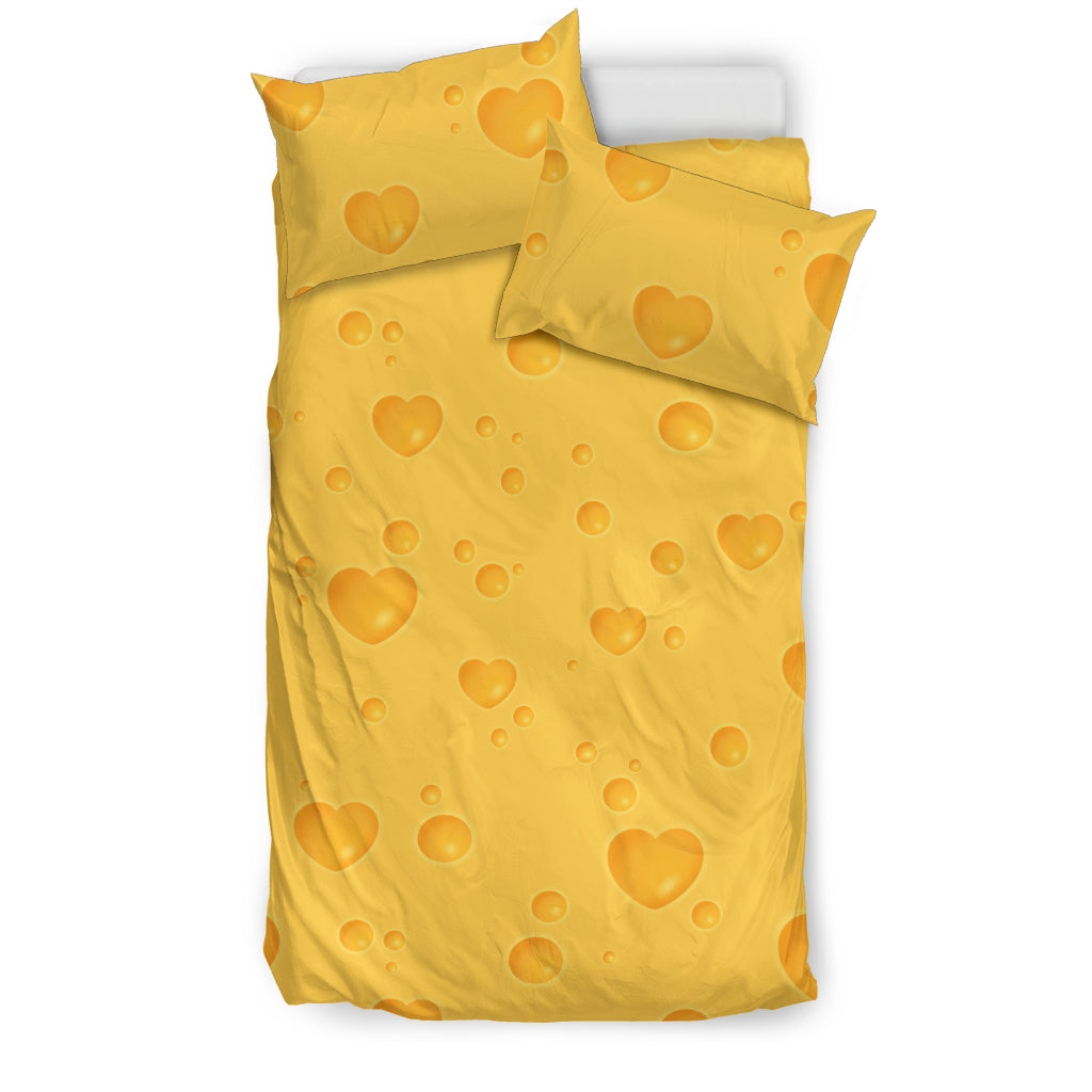 Cheese Heart Texture Pattern Bedding Set