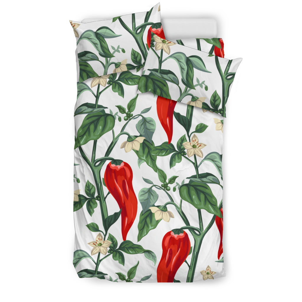 Chili Leaves Flower Pattern Bedding Set