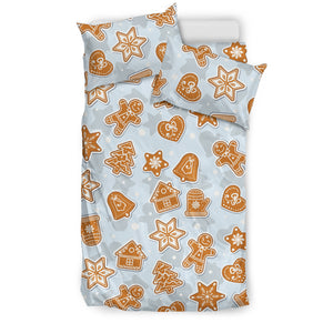 Christmas Gingerbread Cookie Pattern background Bedding Set