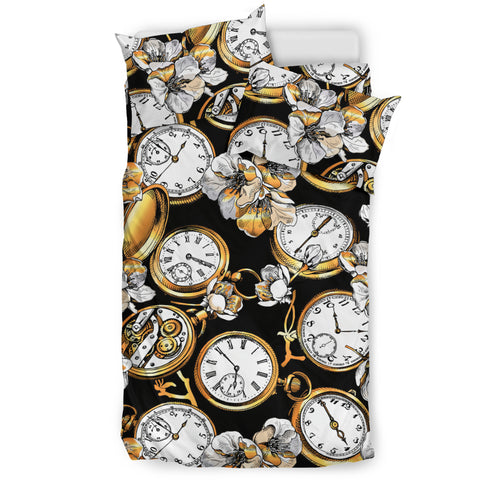 Clock Flower Pattern Bedding Set