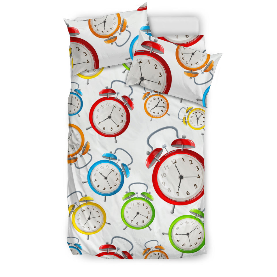 Colorful Clock Pattern Bedding Set