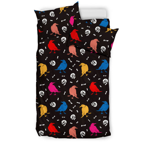 Colorful Crow Pattern Bedding Set