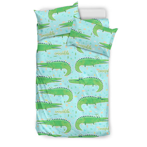 Crocodile Pattern Blue background Bedding Set