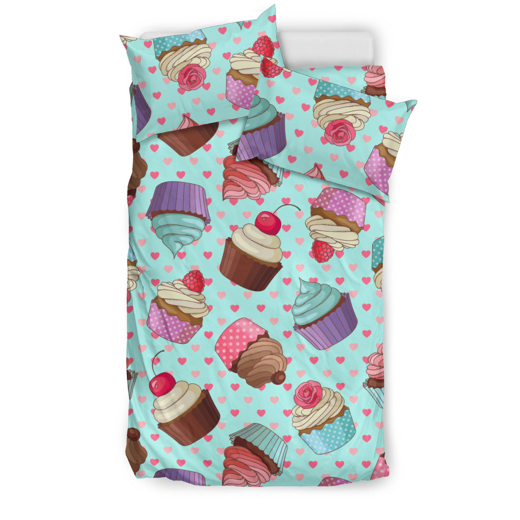 Cup Cake Heart Pattern Bedding Set