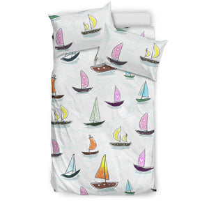 Cute Sailboat Pattern Bedding Set