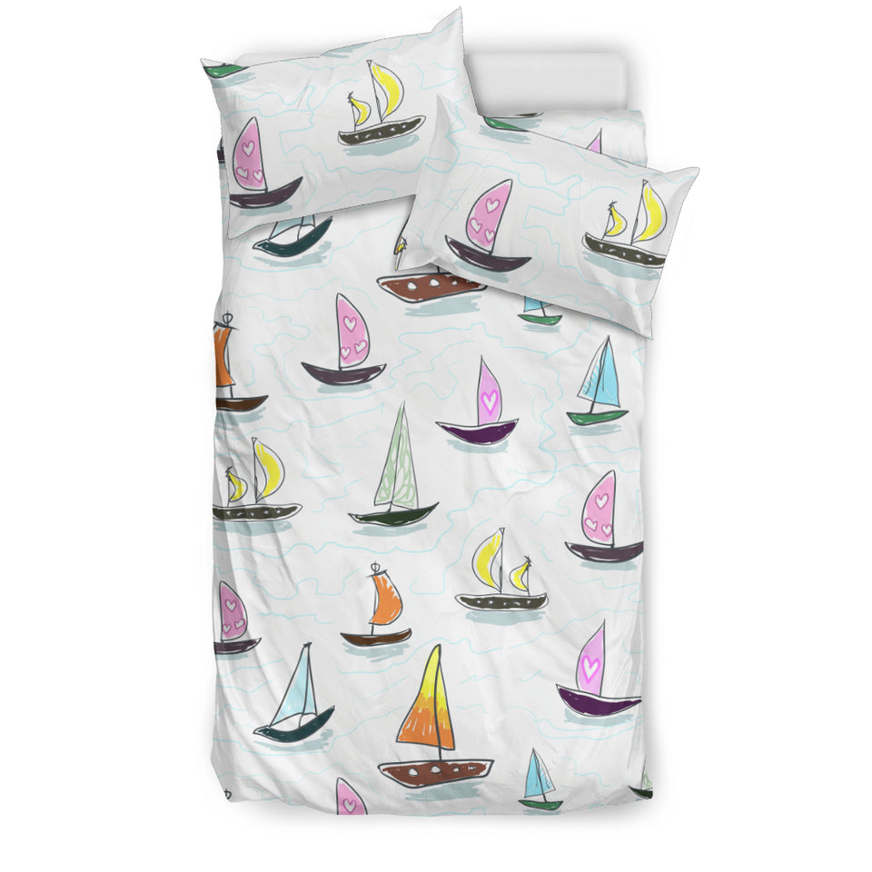 Cute Sailboat Pattern Bedding Set