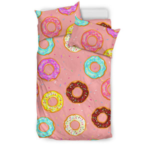 Donut Pattern Pink Background Bedding Set