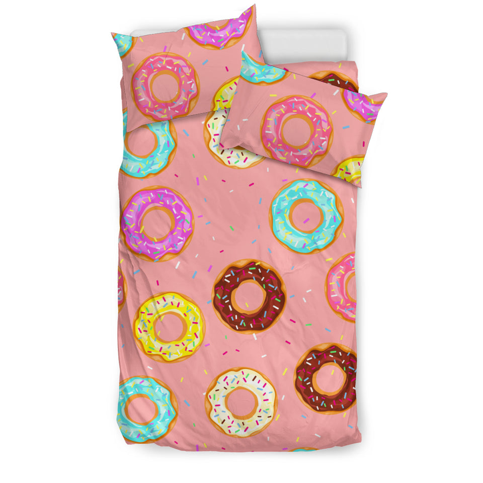 Donut Pattern Pink Background Bedding Set