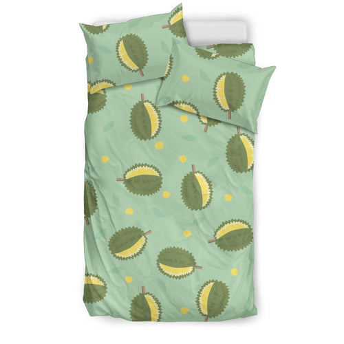 Durian Pattern Green Background Bedding Set