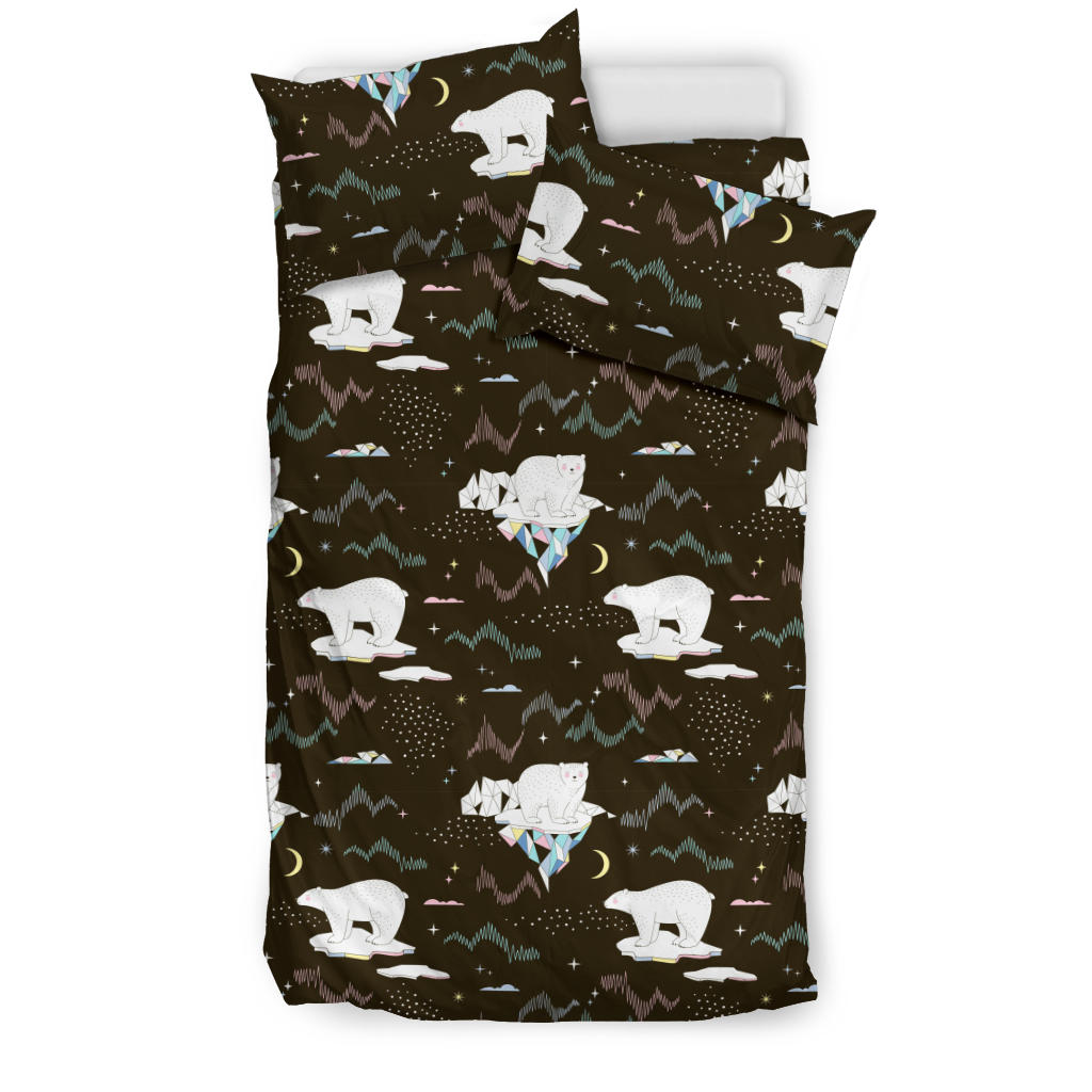 Polar Bear Pattern Background Bedding Set