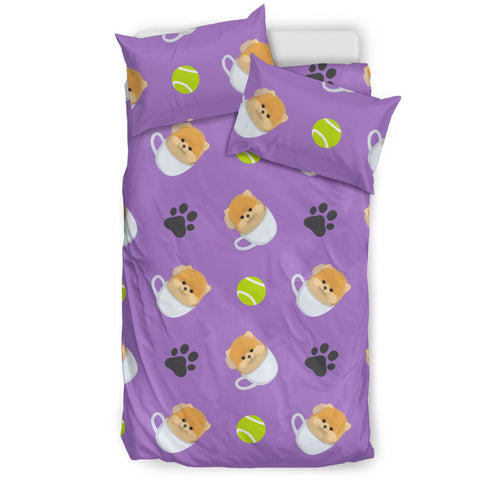 Pomeranian in Cup Pattern Bedding Set