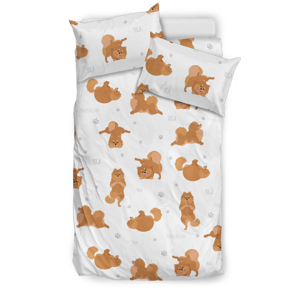 Pomeranian Yoga Pattern Bedding Set