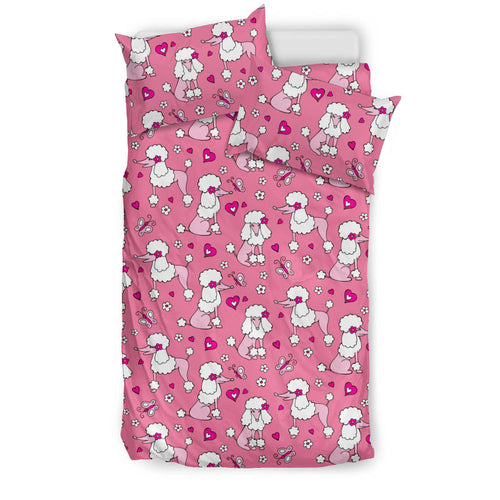 Poodle Pink Heart Pattern Bedding Set