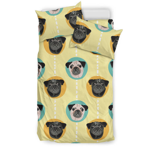 Pug Head Pattern Bedding Set