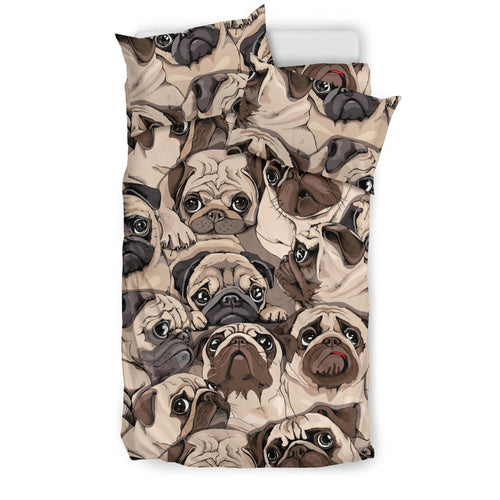 Pug Pattern Background Bedding Set