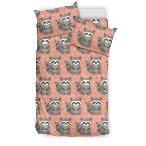 Raccoon Heart Pattern Bedding Set