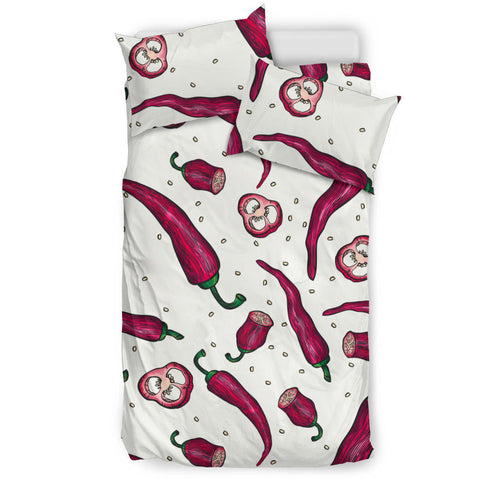 Red Chili Pattern background Bedding Set