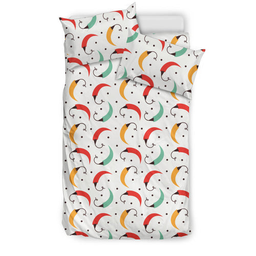 Red Green Yellow Chili Pattern Bedding Set