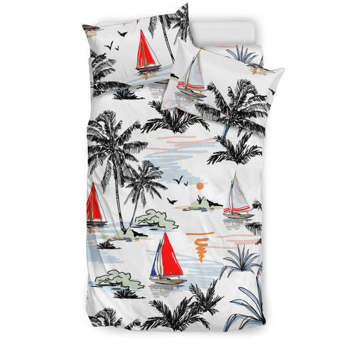 Sailboat Pattern Background Bedding Set