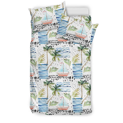 Sailboat Pattern Theme Bedding Set