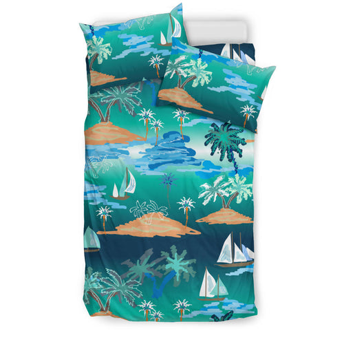 Sailboat Water Color Pattern Bedding Set