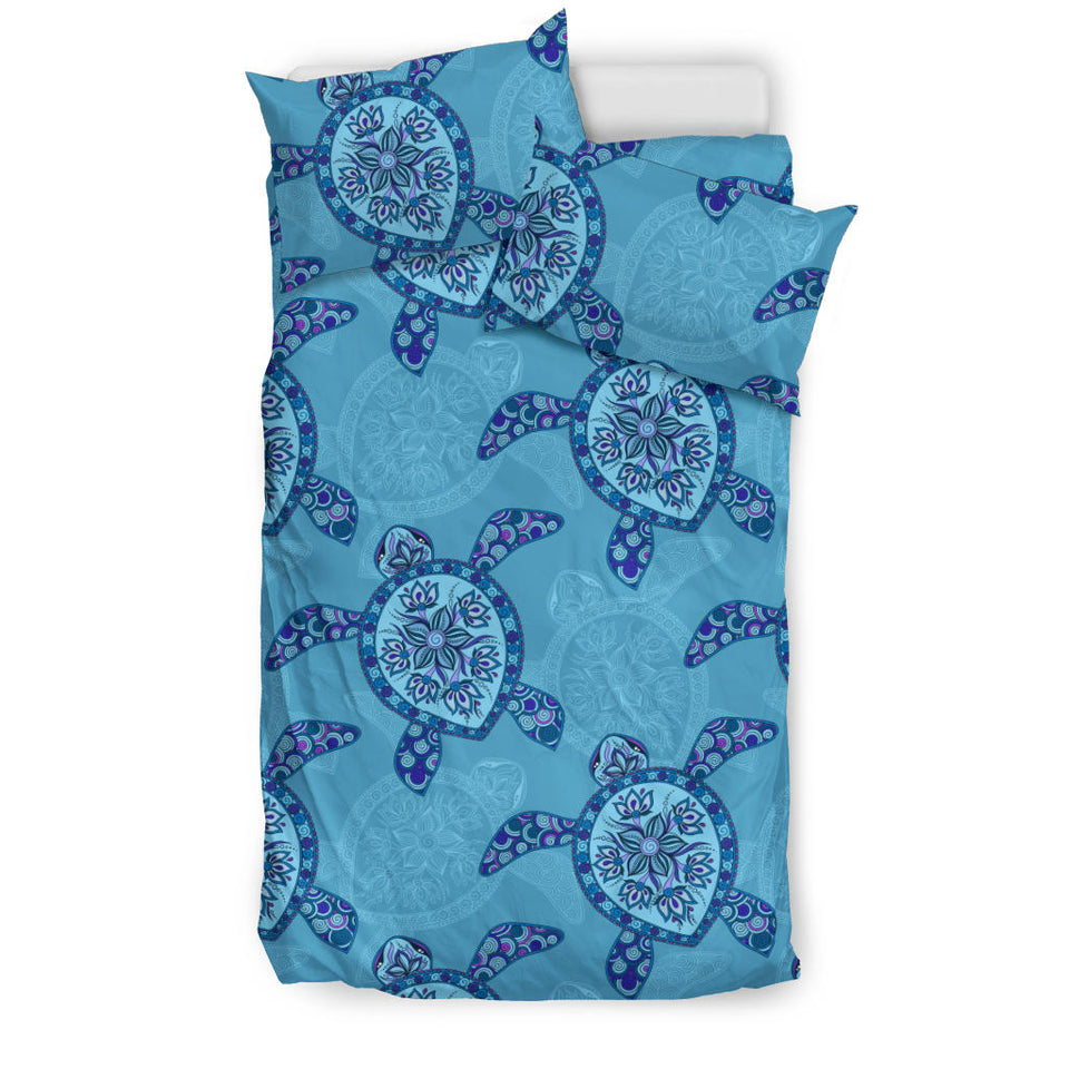 Sea Turtle Blue Tribal Pattern Bedding Set