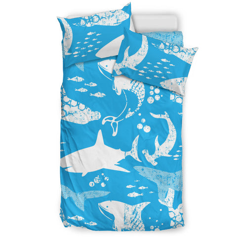 Shark Pattern Blue Theme Bedding Set