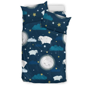 Sheep Playing Could Moon Pattern  Bedding Set